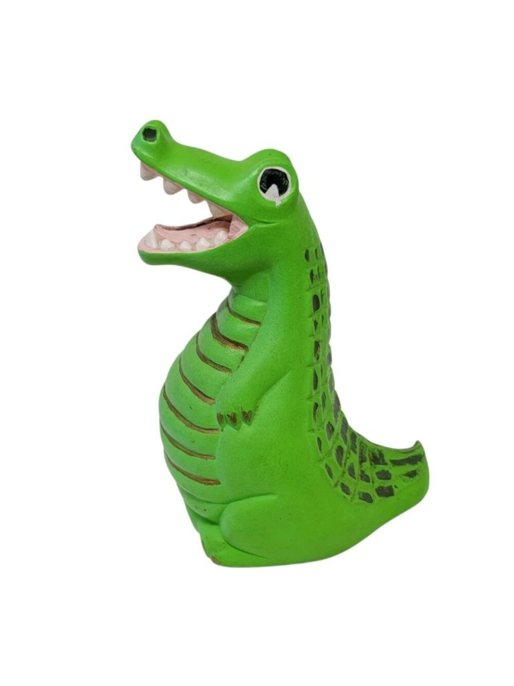 Vintage Ceramic Alligator Crocodile Figurine Coin Bank 7.5” x 4" x 5” 70s 80s